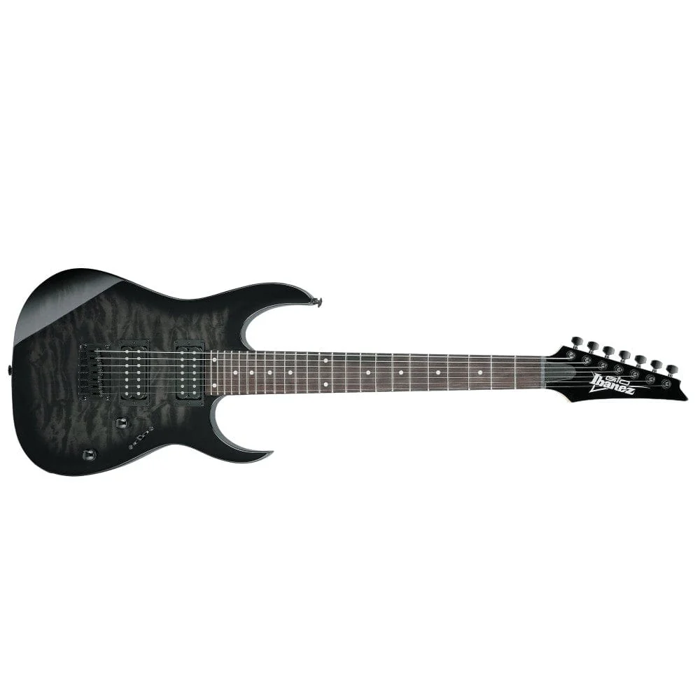 Ibanez GRG7221QA RG Series 7-String Electric Guitar - Transparent Black Sunburst - Image 3