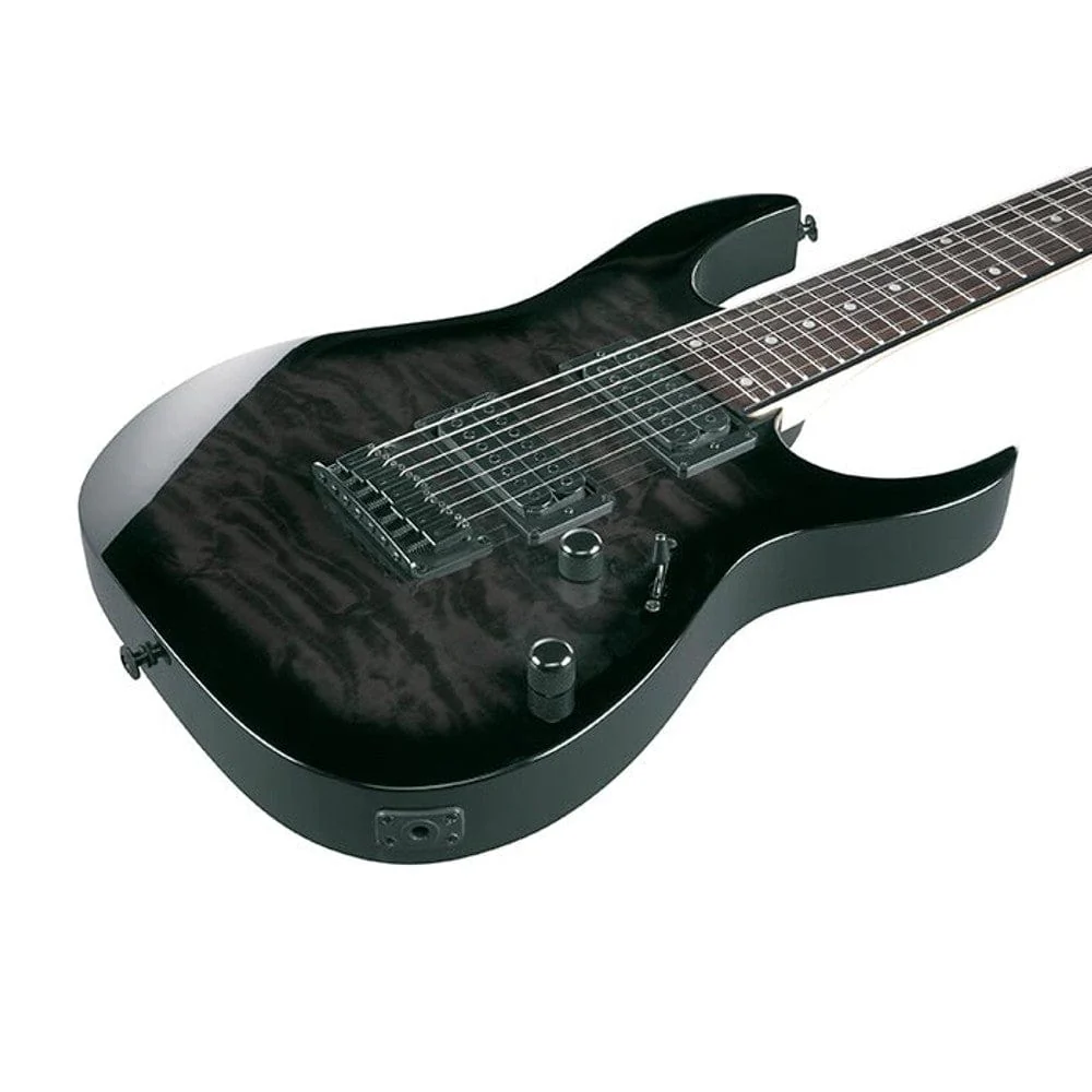 Ibanez GRG7221QA RG Series 7-String Electric Guitar - Transparent Black Sunburst - Image 4