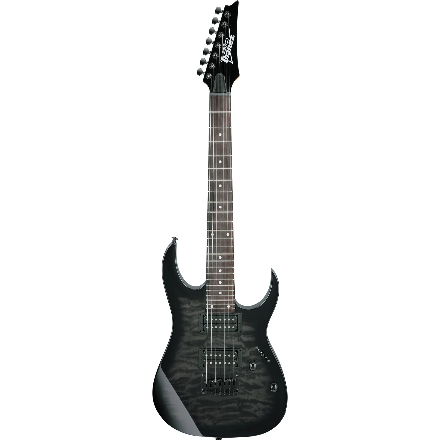 Ibanez GRG7221QA RG Series 7-String Electric Guitar - Transparent Black Sunburst - Image 8