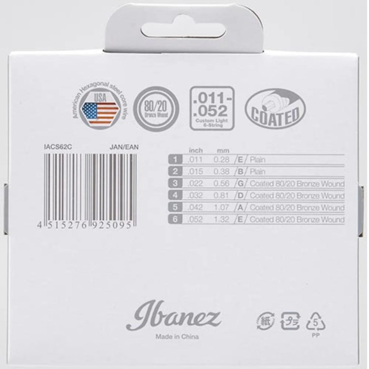 Ibanez IACS62C 80/20 Bronze Custom Light Acoustic Guitar Strings - .11-.52 - Image 2