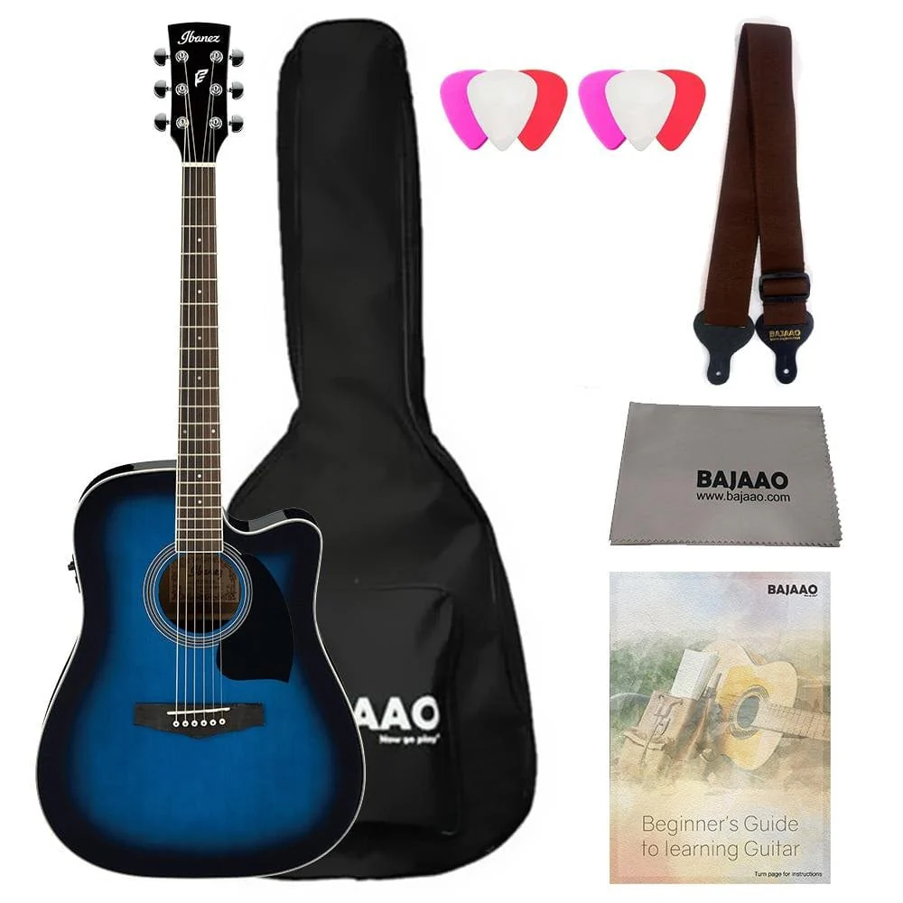 Ibanez PF15ECE PF Performance Series Cutaway Dreadnought Electro Acoustic Guitar Bundle with Gigbag, Picks, Strap and Polishing Cloth - Image 3