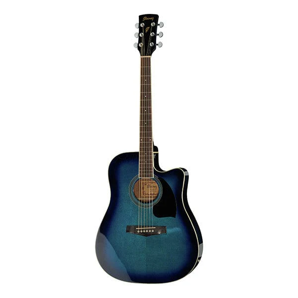 Ibanez PF15ECE Dreadnought Cutaway Electro Acoustic Guitar - Transparent Blue Sunburst