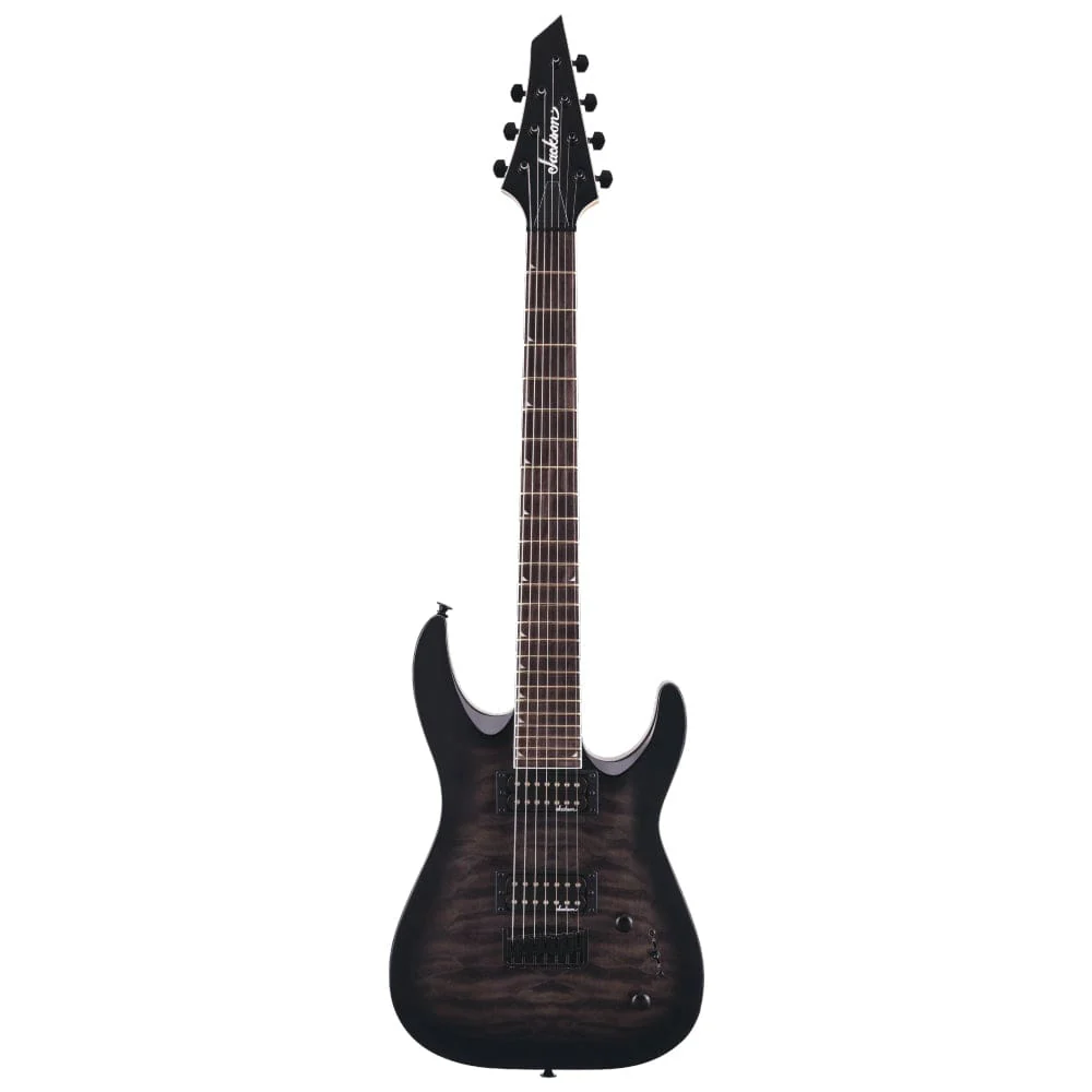 Jackson JS Series JS22Q-7 Dinky Arch Top 7 String Electric Guitar - Transparent Black Burst