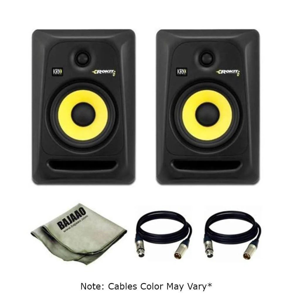 KRK Rokit 6 Generation 3 Powered Monitors Pair With XLR Cable (Pair) And Polishing Cloth