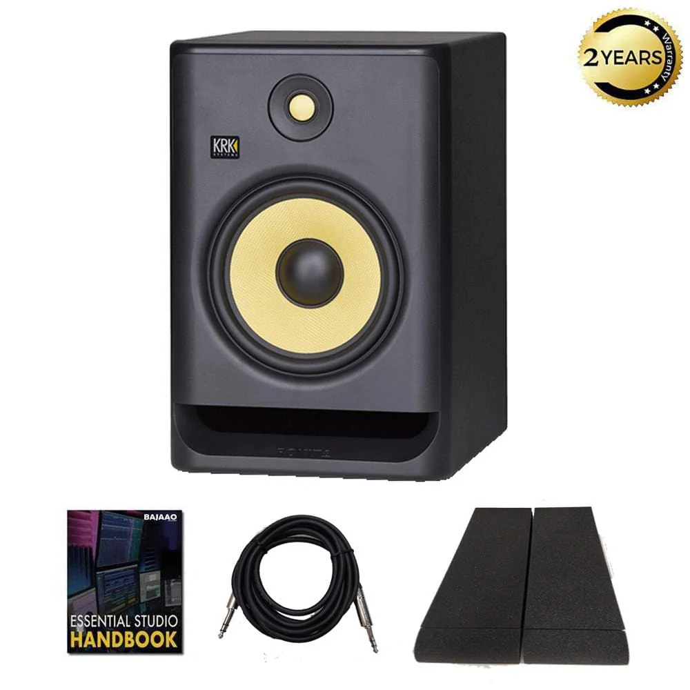 KRK ROKIT 8 G4 8inch Powered Studio Monitor Speaker with Controller, Isolation Pads, Cable and Ebook - Single