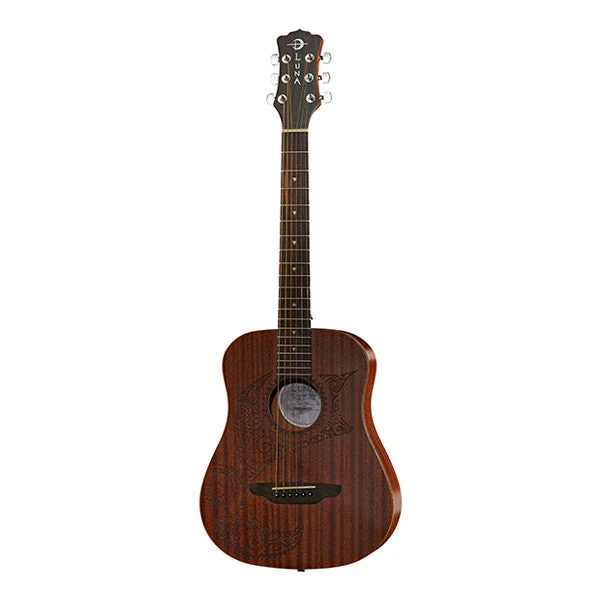 Luna Guitars Safari Polynesian Tattoo Dreadnought Acoustic Guitar - Natural Matte