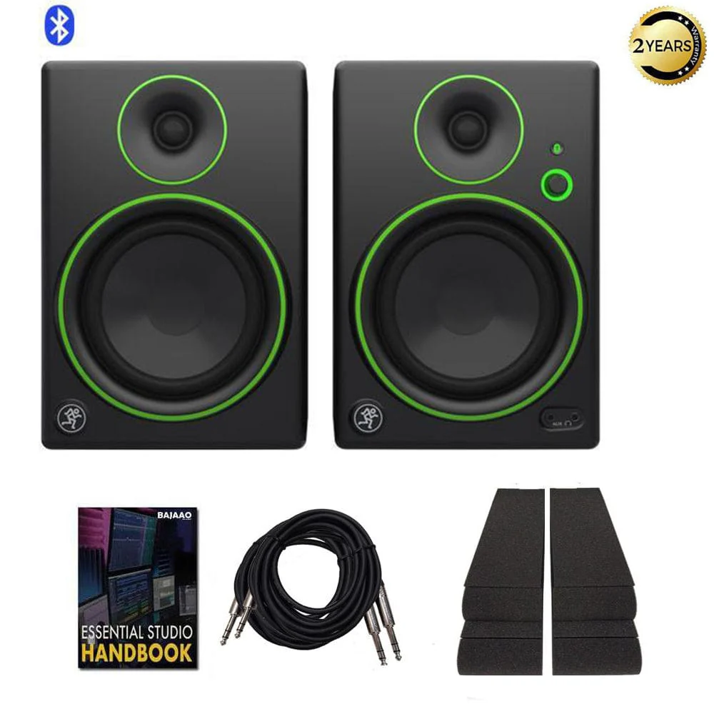 Mackie CR5BT 5 Inch Bluetooth Creative Multimedia Monitors with Isolation Pads, Cables & Ebook - Pair