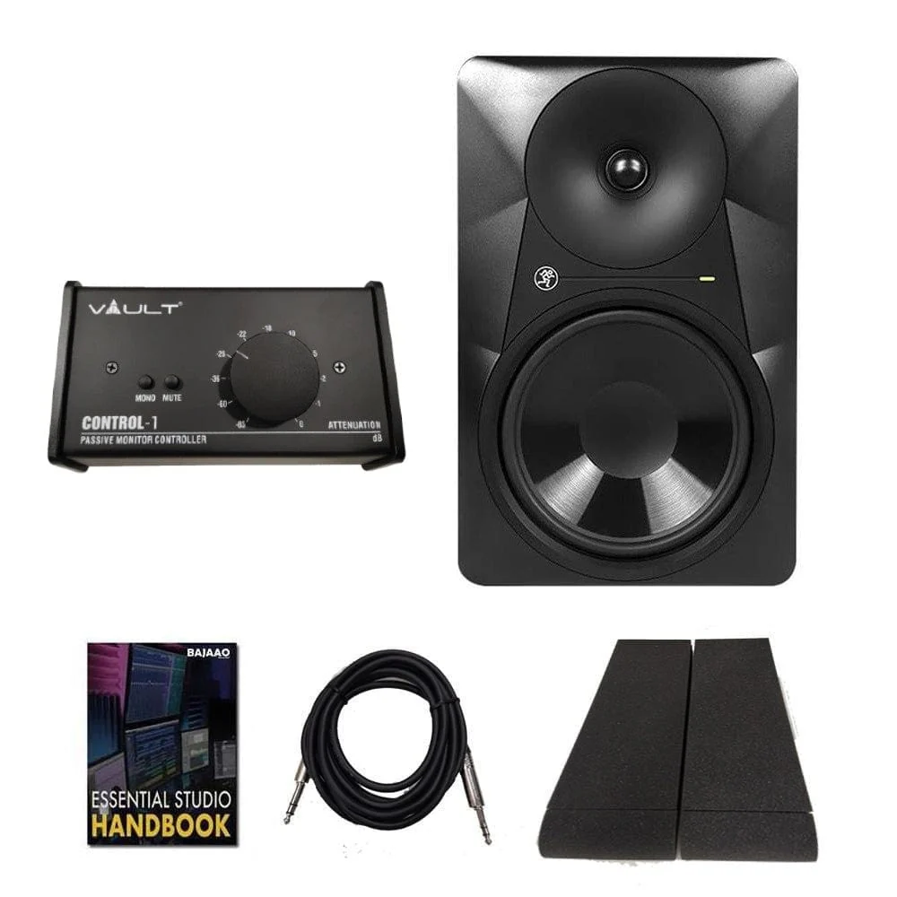 Mackie MR 824 8" Powered Studio Monitors with Controller, Isolation Pads, Cables & Ebook - Single