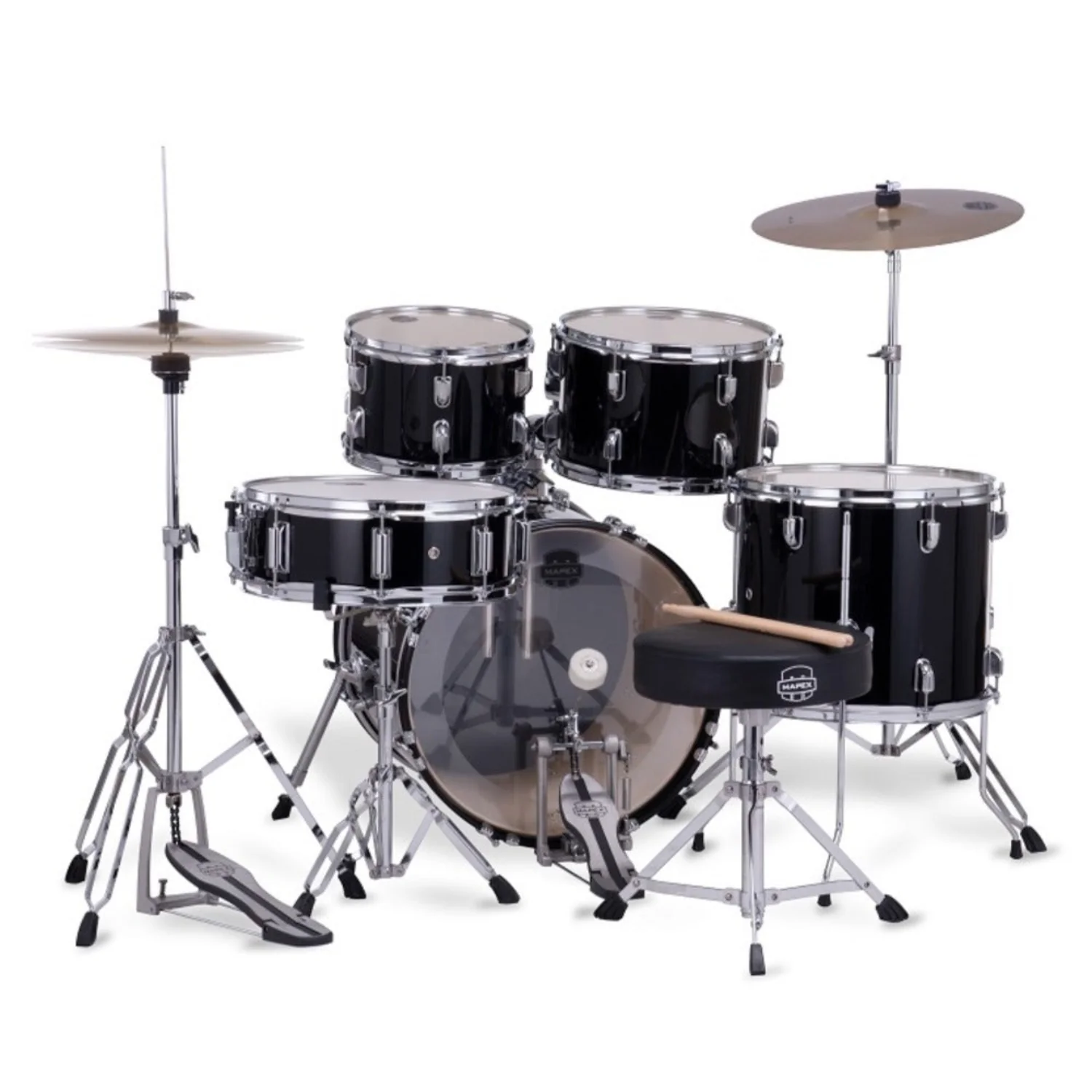 Mapex CM5844FTC Jazz Jr Comet 5 Piece Acoustic Drum Set with Hardware Throne & Cymbals - Image 3