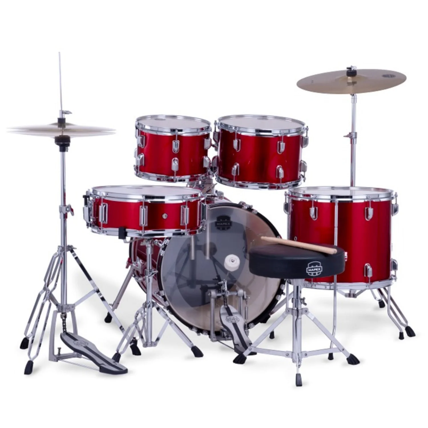 Mapex CM5844FTC Jazz Jr Comet 5 Piece Acoustic Drum Set with Hardware Throne & Cymbals - Image 6