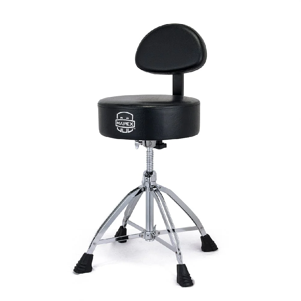 Mapex T870 Round Top Drum Throne with Backrest and Double Braced Quad Legs
