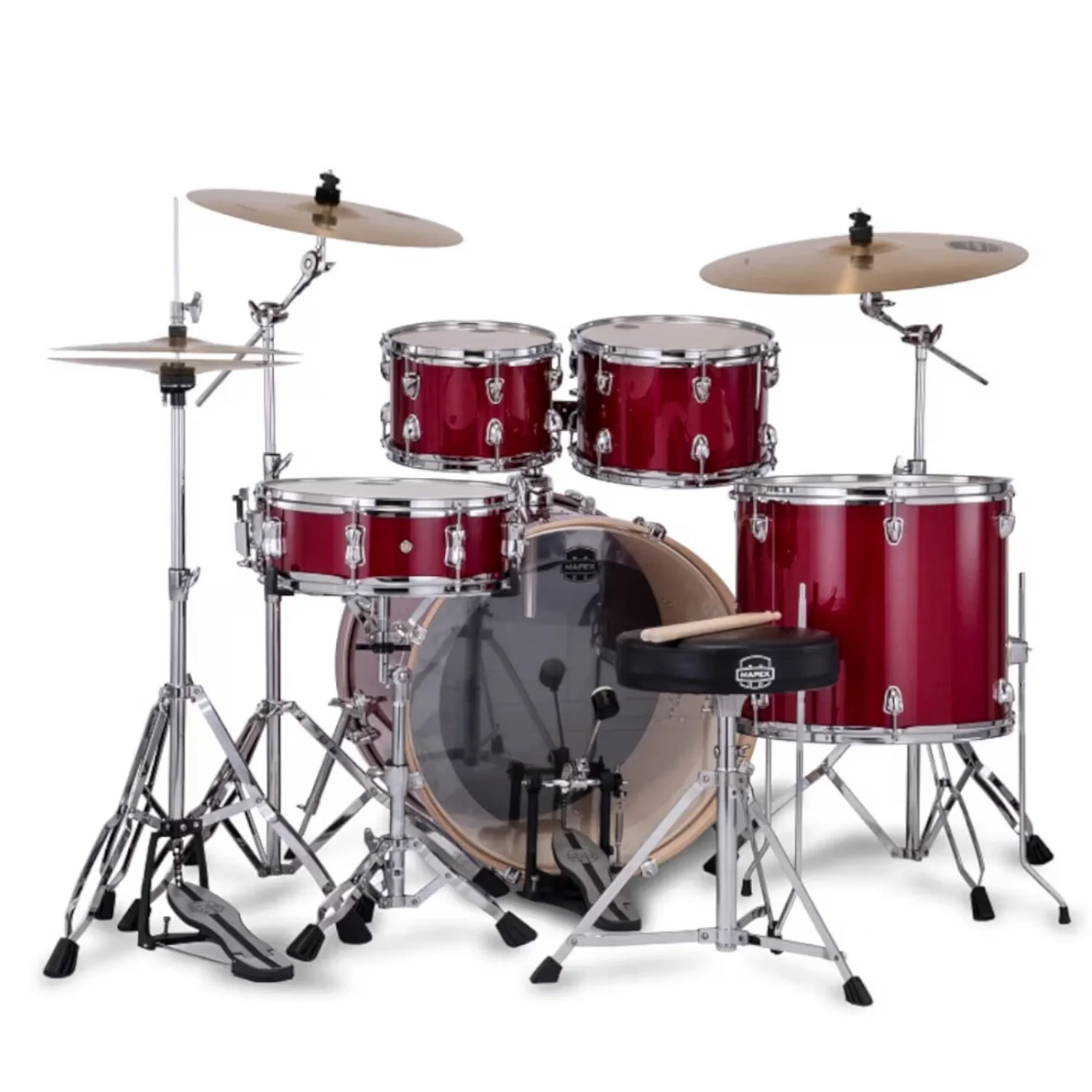 Mapex Venus 5Pcs Hybrid Acoustic Drum Kit with Hardware Cymbals & Throne - Image 4