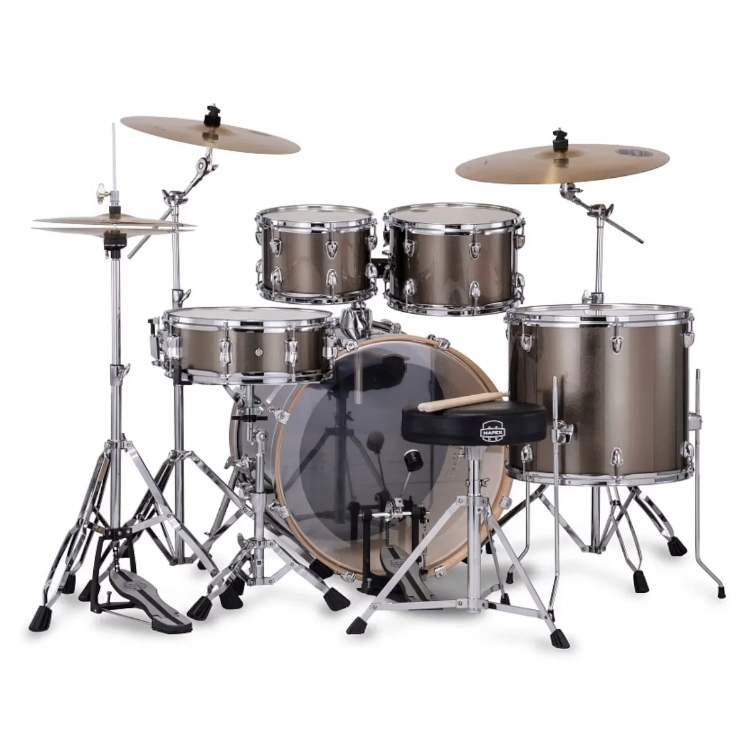 Mapex Venus 5Pcs Hybrid Acoustic Drum Kit with Hardware Cymbals & Throne - Image 5