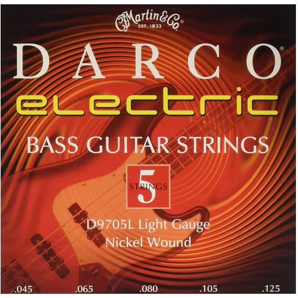 Martin D9705L-1PK Darco Nickel Plated Bass Guitar Strings, Light, Bx/6, 1 Pack - .045-.125