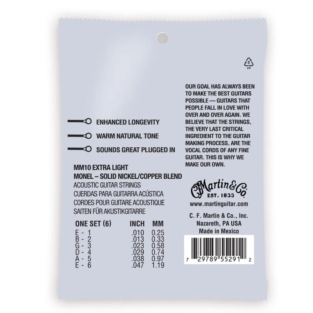 Martin MM10 Retro Monel Acoustic Guitar Strings - 10-47 - Image 2
