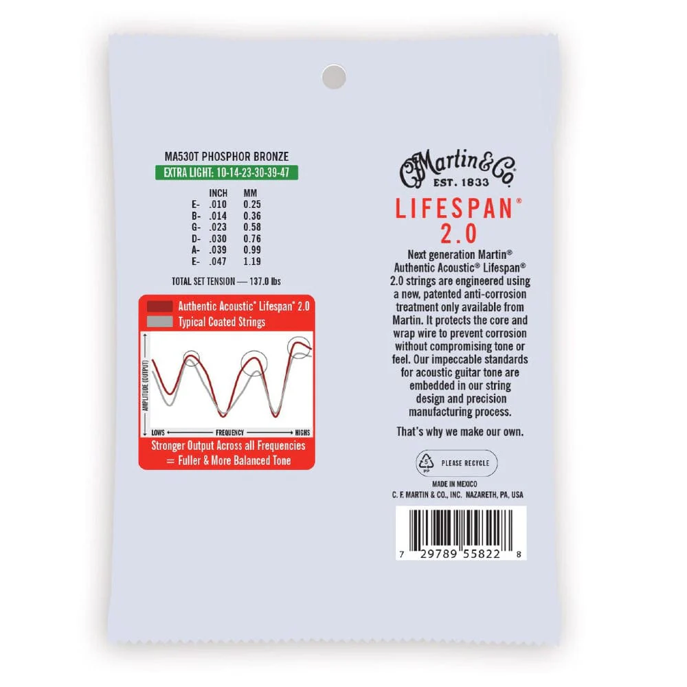 Martin SP Extra Light Phosphor Bronze Authentic Acoustic Guitar Strings - 10-47 - Image 2