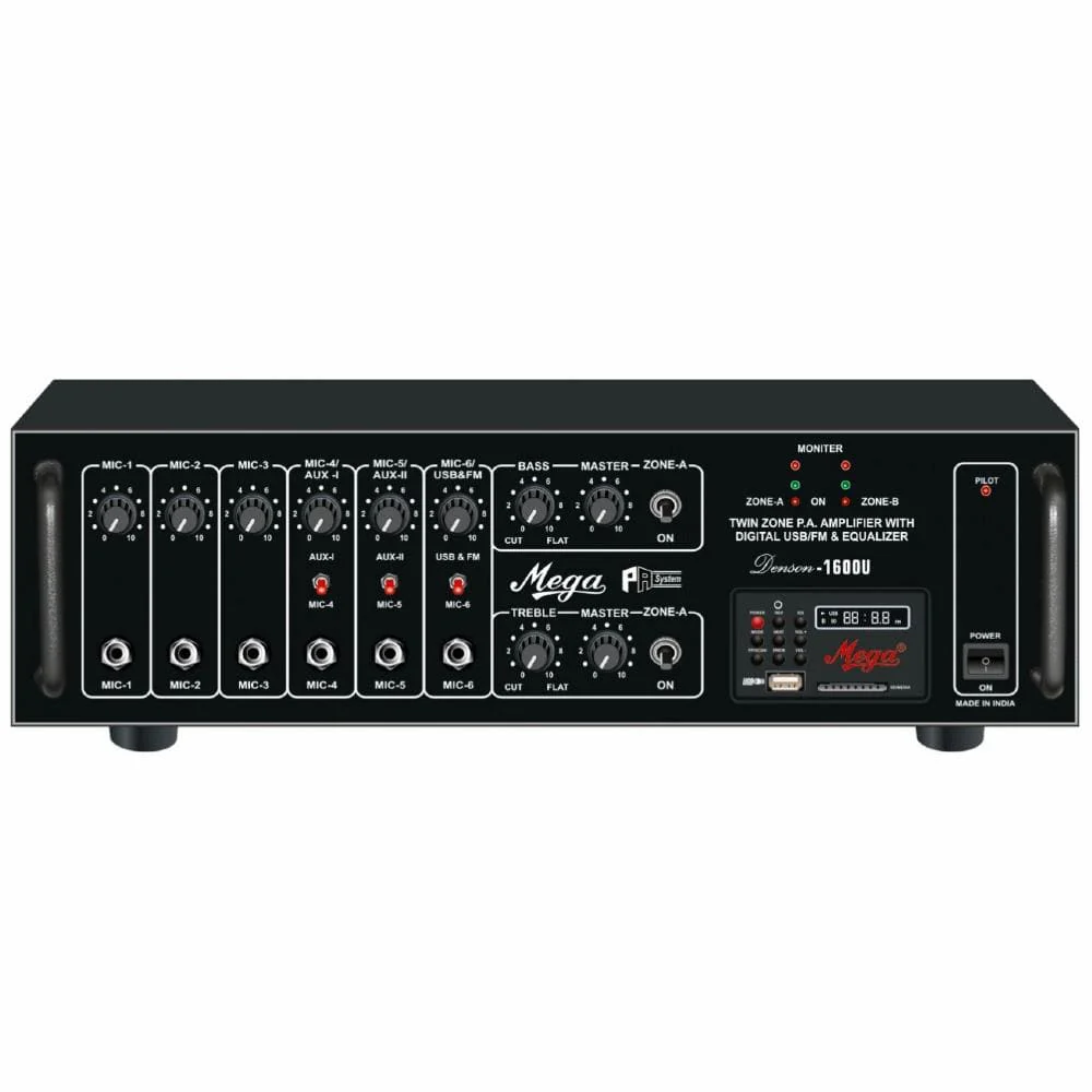 Mega Denson D-1600U Twin Zone Power Amplifier