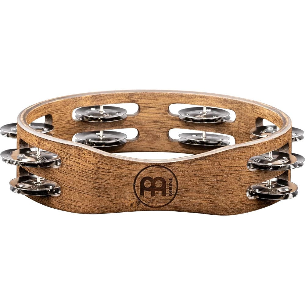 Meinl CTA2WB Compact Wood Series Stainless Steel Jingles 2 Rows Tambourine - Walnut Brown - Image 3