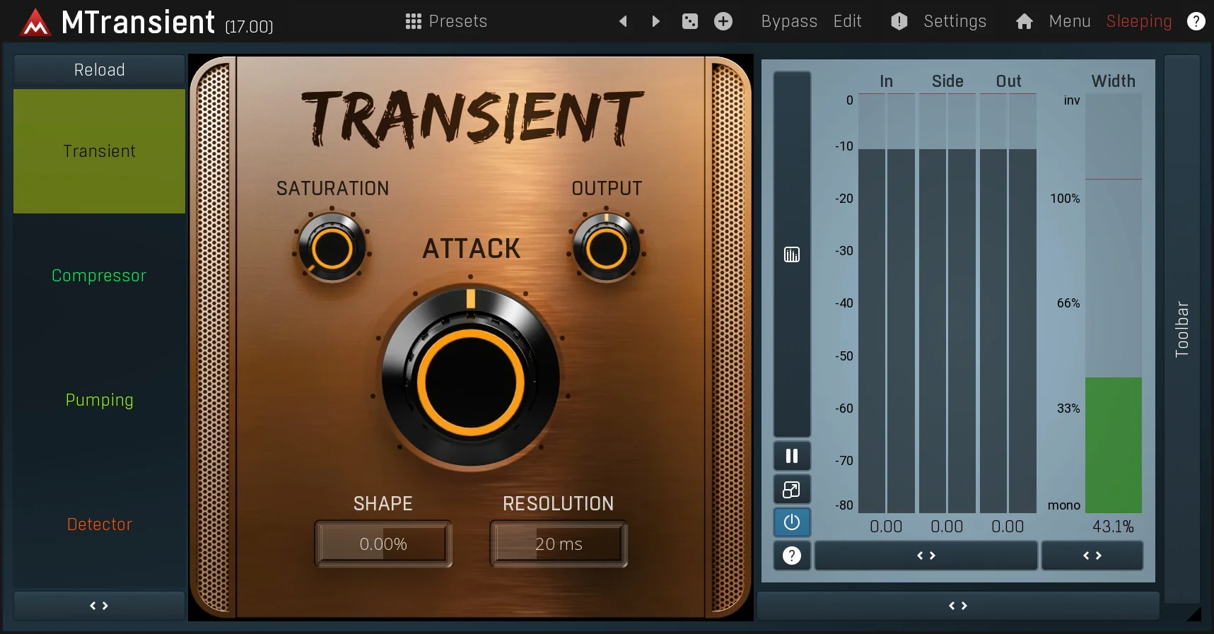 MELDA MTransient Transient Shaper – Professional Audio Software & Plugin