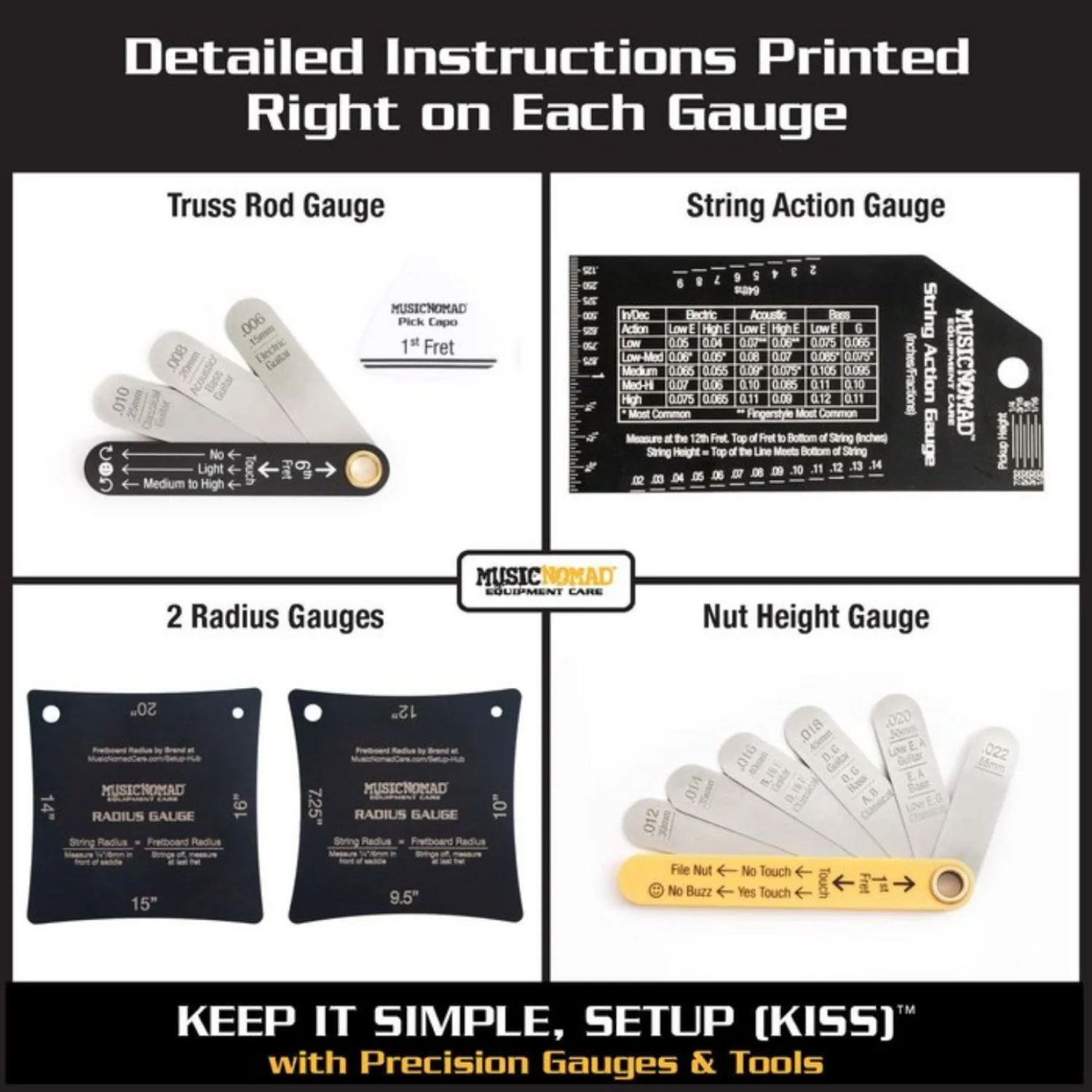 Music Nomad MN604 Precision Setup Gauge Set - 6 Piece - Image 4