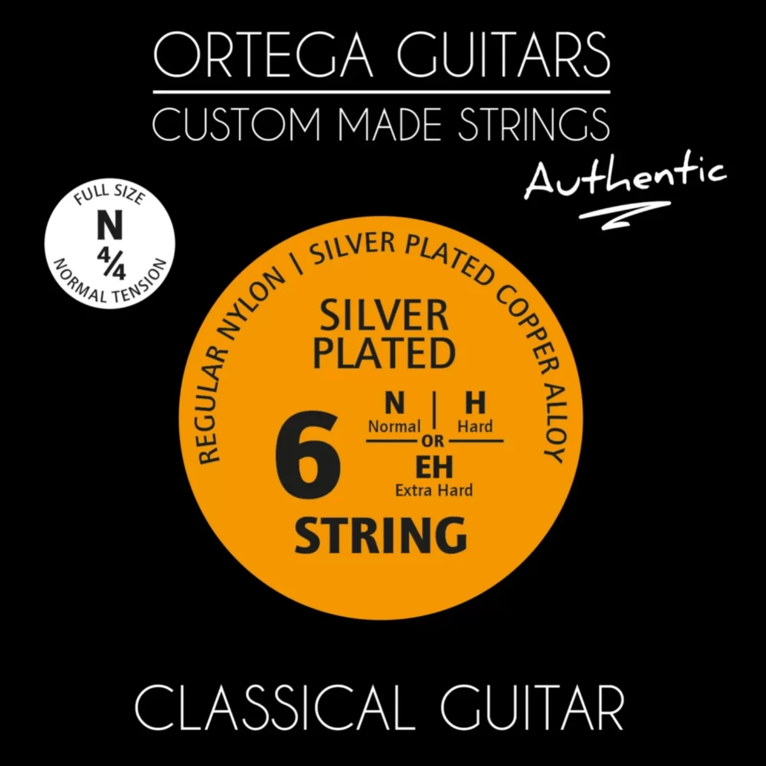 Ortega NYA44N Silver Plated Normal Tension Classical Guitar Strings