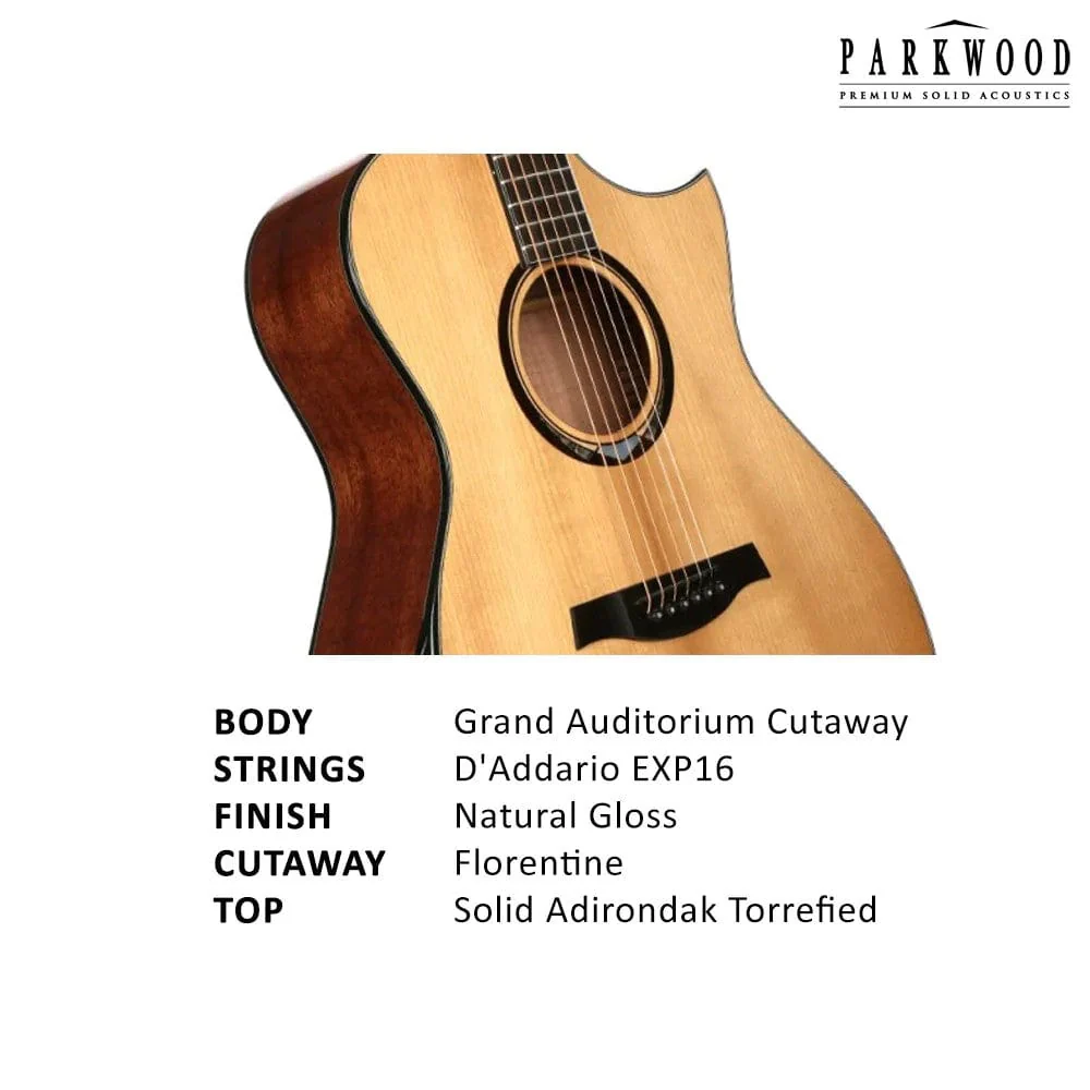 Parkwood GA980ADK GA Series Grand Auditorium Cutaway Electro Acoustic Guitar with Case - Image 5