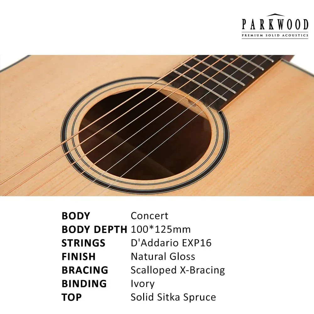 Parkwood GA980ADK GA Series Grand Auditorium Cutaway Electro Acoustic Guitar with Case - Image 6