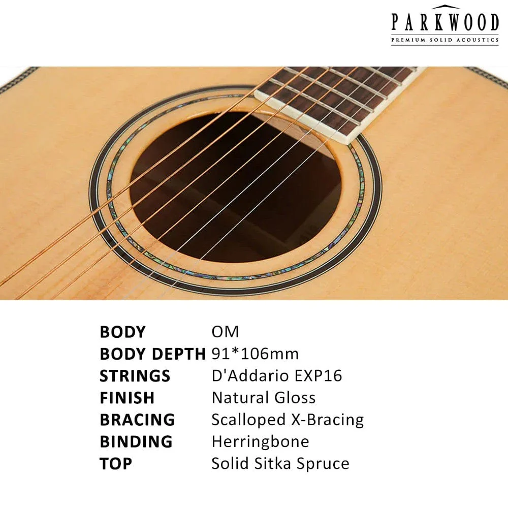 Parkwood P620 OM Orchestra Acoustic Guitar with Case - Image 3