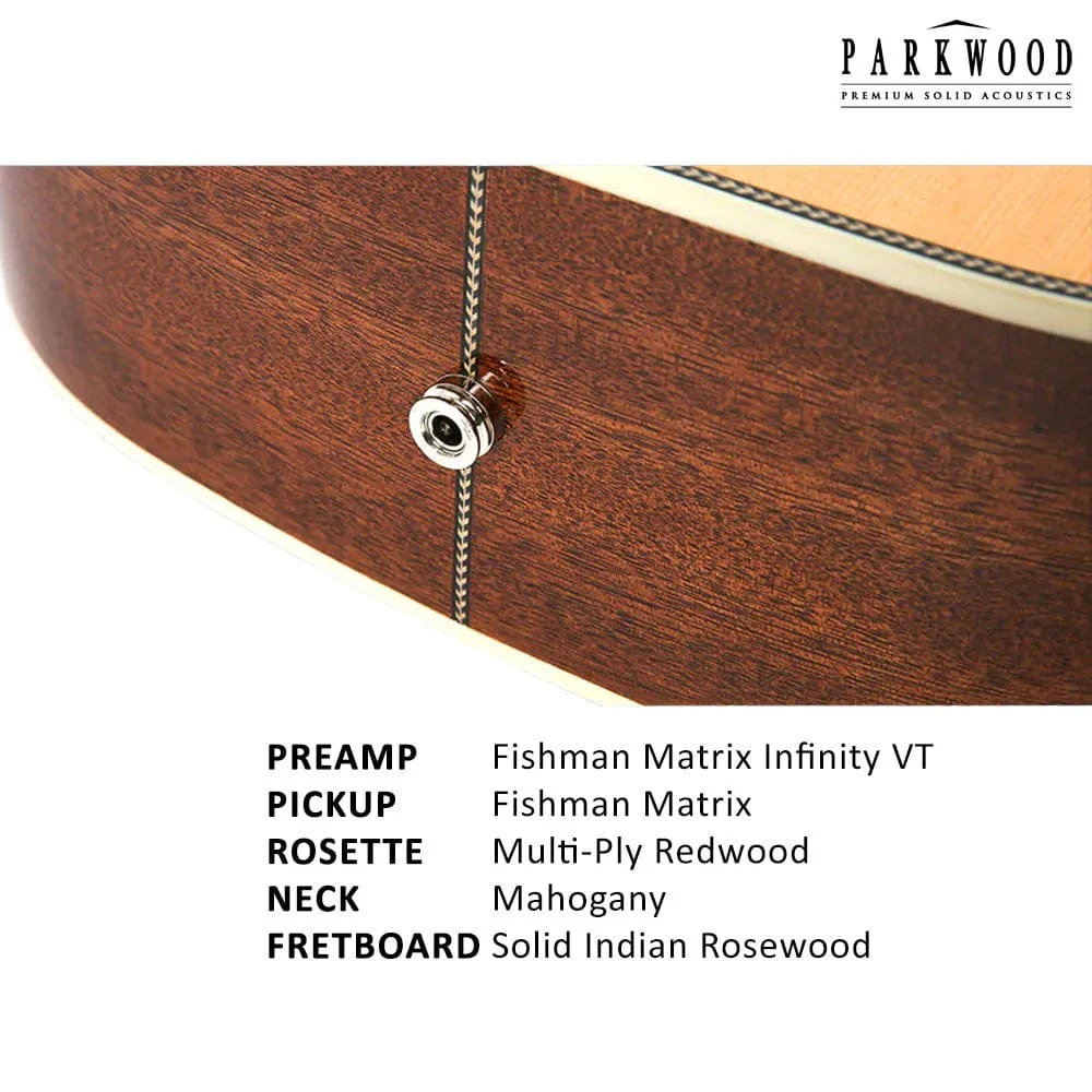Parkwood P660 Dreadnought Cutaway Acoustic Guitar with Case - Image 4