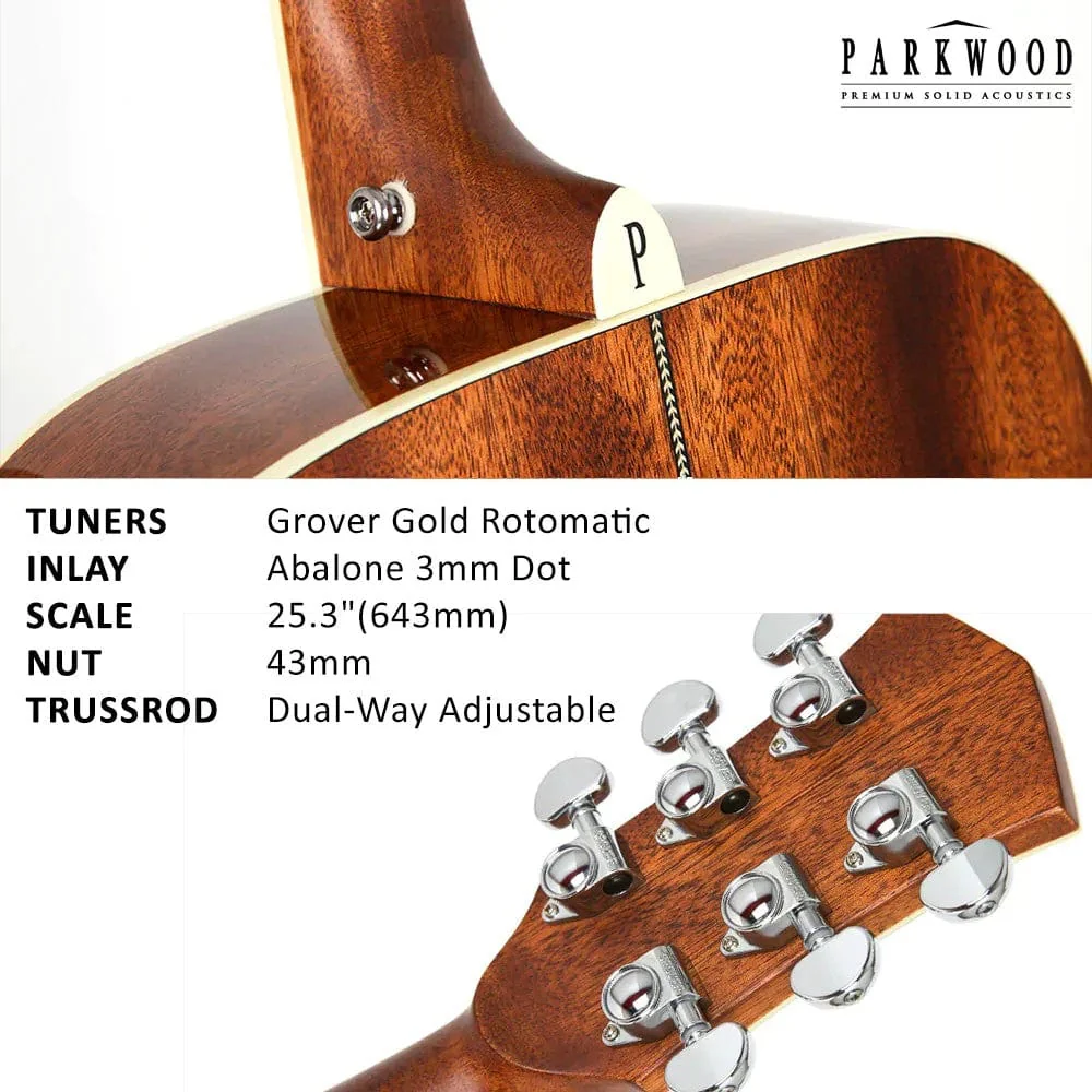 Parkwood P660 Dreadnought Cutaway Acoustic Guitar with Case - Image 5