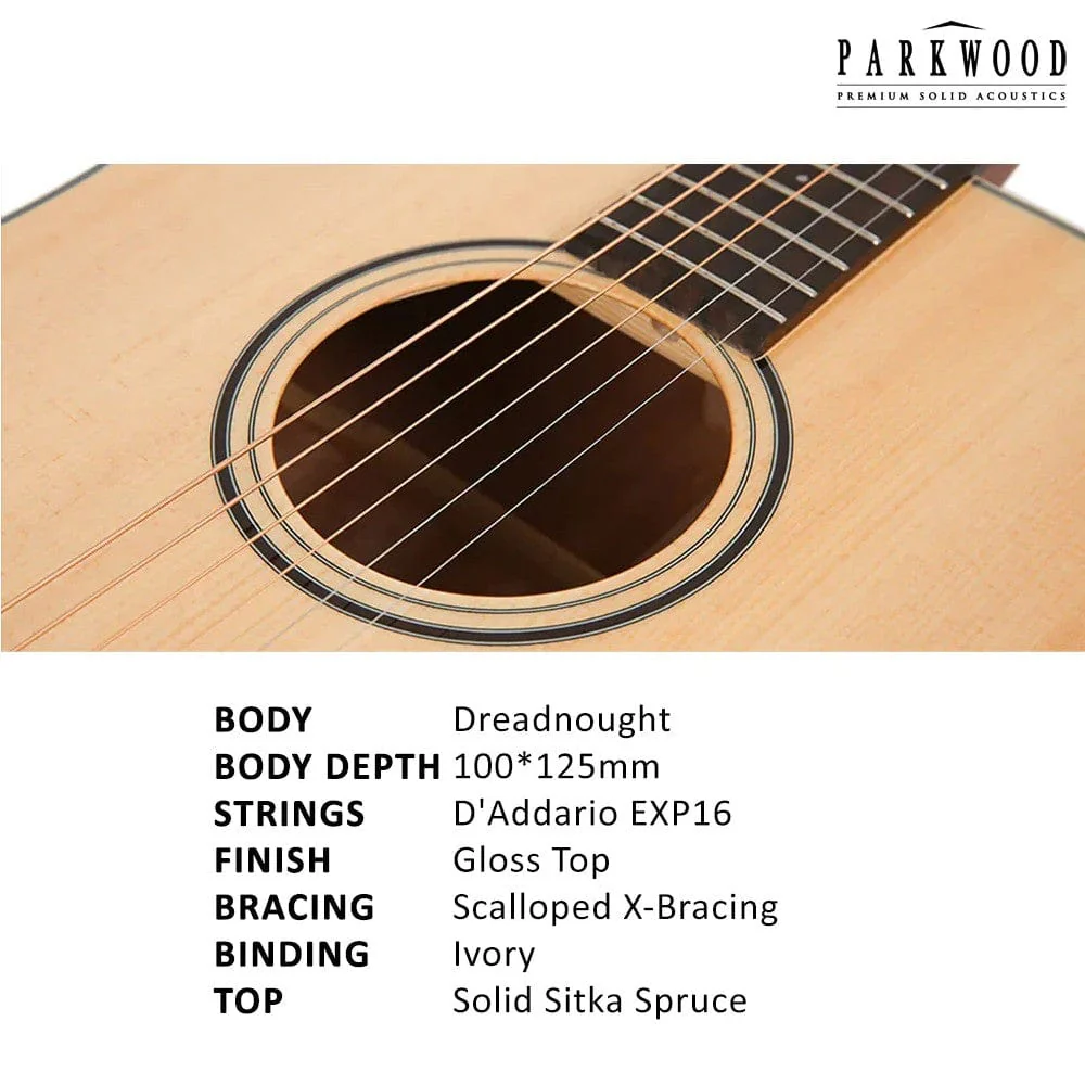 Parkwood S21 GT Dreadnought Acoustic Guitar with Gigbag - Image 3