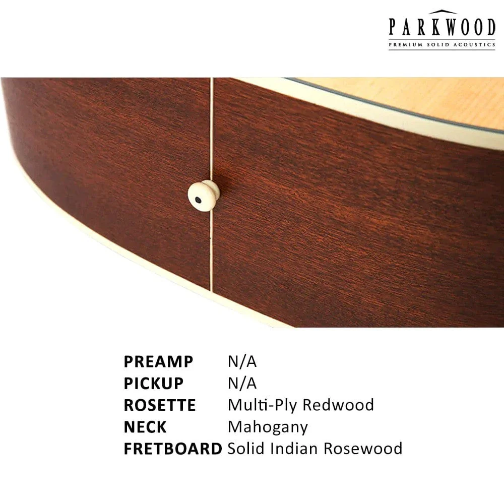 Parkwood S62 OM Orchestra Acoustic Guitar with Gigbag - Image 4