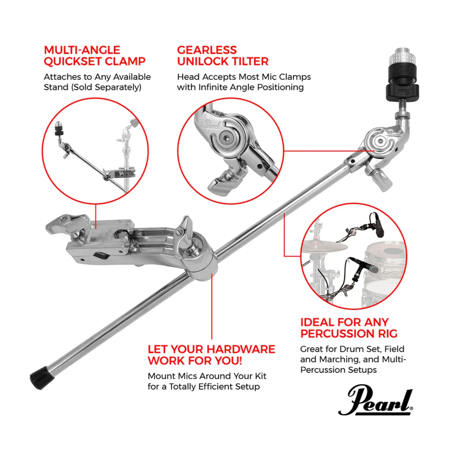 Pearl MH-70A Clamping Boom Microphone Holder - Image 4