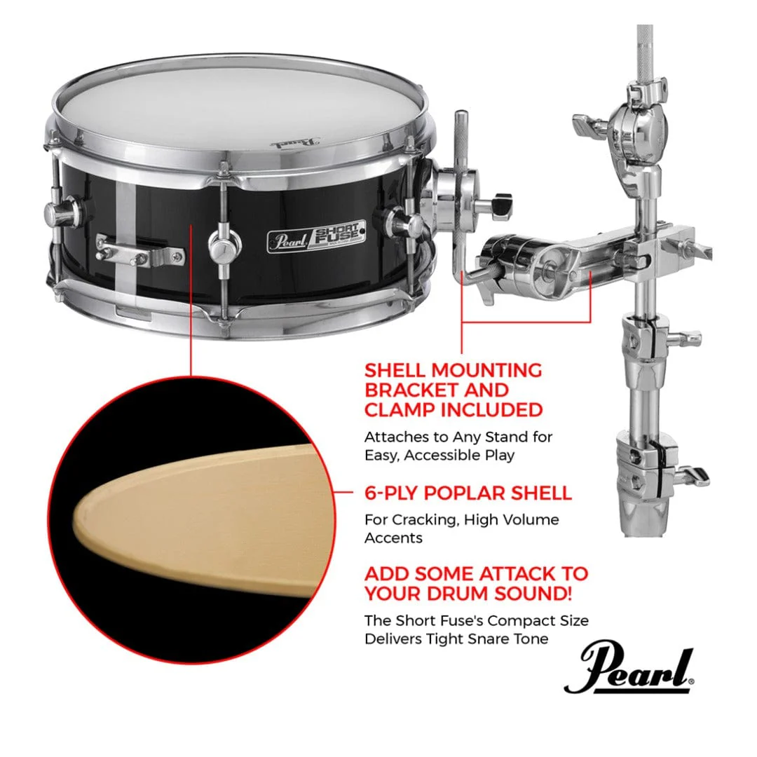 Pearl SFS10/C (31) Short Fuse 10"x4.5" Snare Drum - Jet Black - Image 2