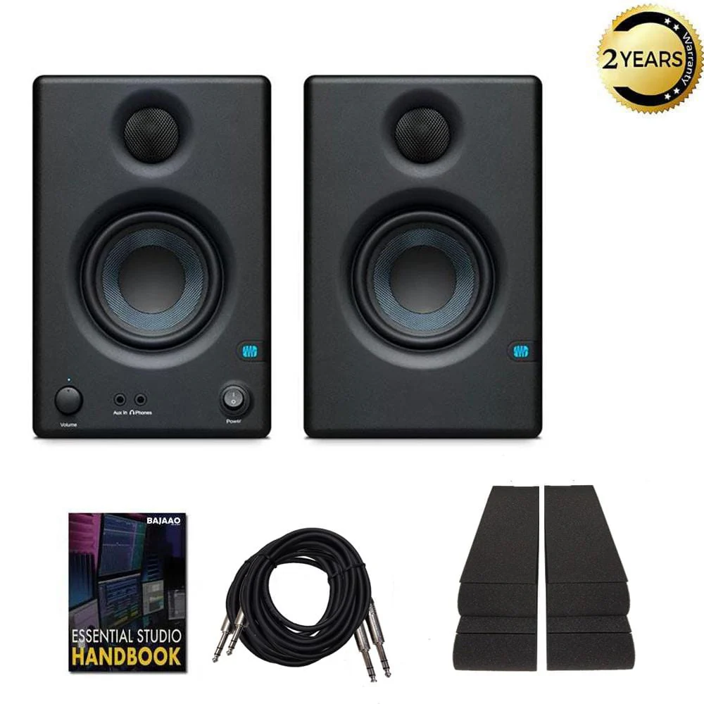 Presonus Eris E3.5 Active Studio Monitor Speakers with Isolation Pads, Cables and Ebook - Pair