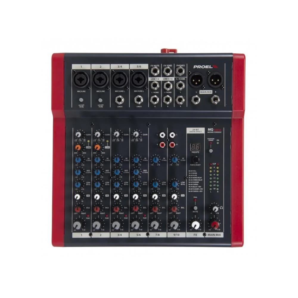 Proel MQ10FX Compact 10 Channel Analog Mixer with FX