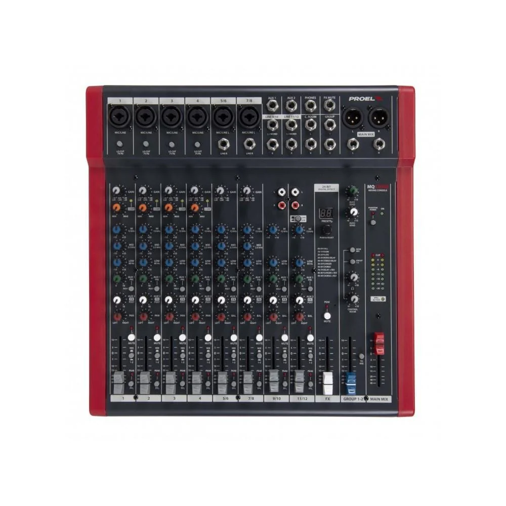 Proel MQ12USB Compact 12 Channel Analog Mixer with FX and USB - Image 2