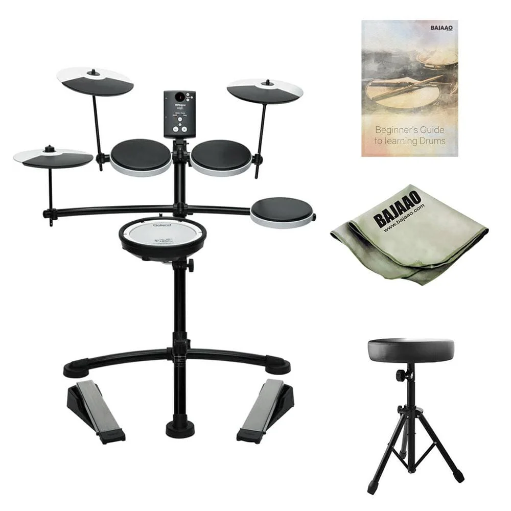 Roland TD-1KV V-Drums Electronic Drumkit With Drum Throne, Polishing Cloth & Ebook