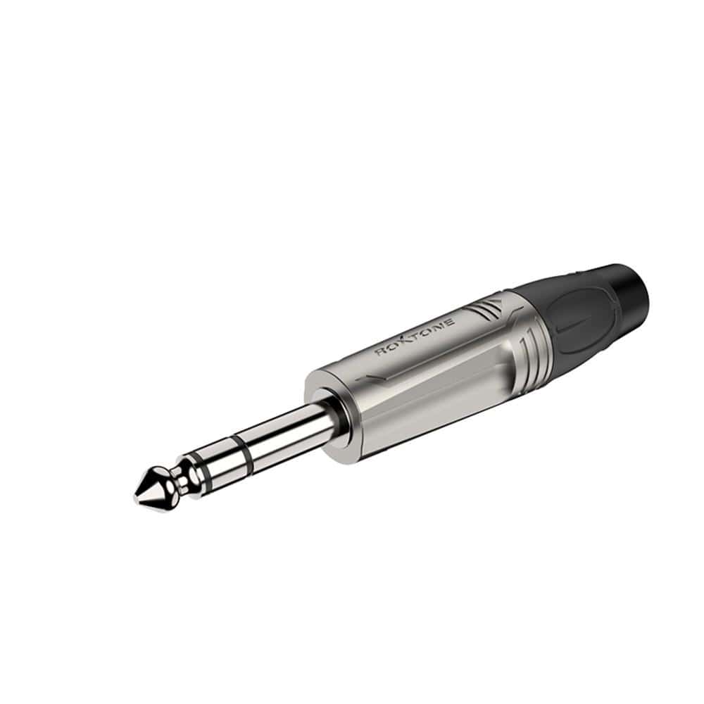 Roxtone RJ3P-NN 6.3mm Stereo Plug Nickel Plated Sshell with Nickel Plated Contacts Connector