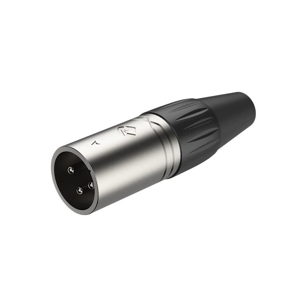 Roxtone RX3MP-NT 3 Pole XLR Male Nickel Plated Shell Tin Plated Contacts Connector
