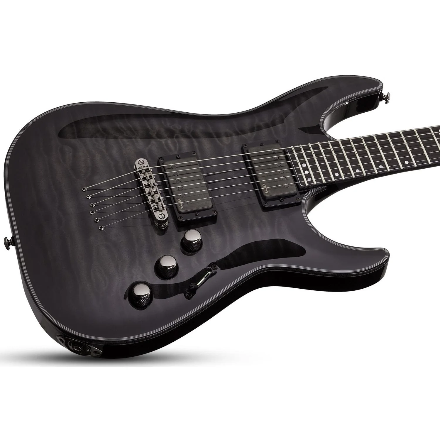 Schecter Hellraiser Hybrid C-7 Electric Guitar - Trans Black Burst - Image 10