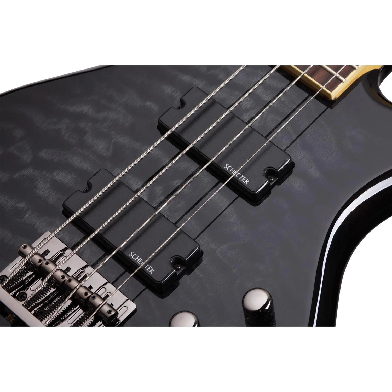 Schecter Stiletto Extreme-4 4-String Bass Guitar - See Thru Black - Image 4