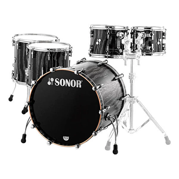 Sonor SQ2 Acoustic Drum Shell Set - Ebony White Stripes