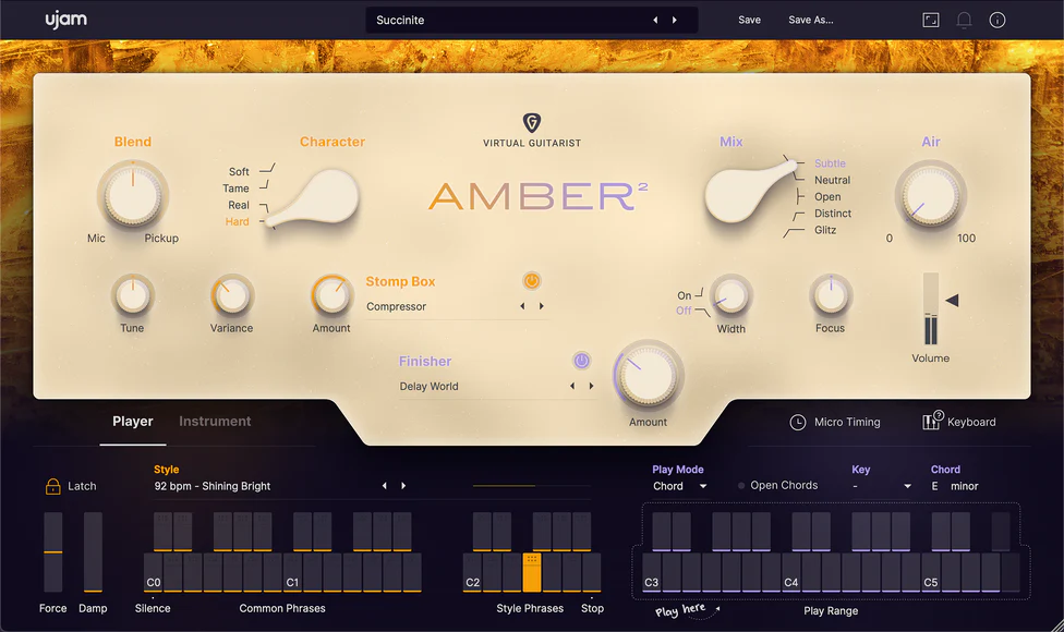 UJAM AMBER 2: Guitar Instrument – Professional Audio Software & Plugin