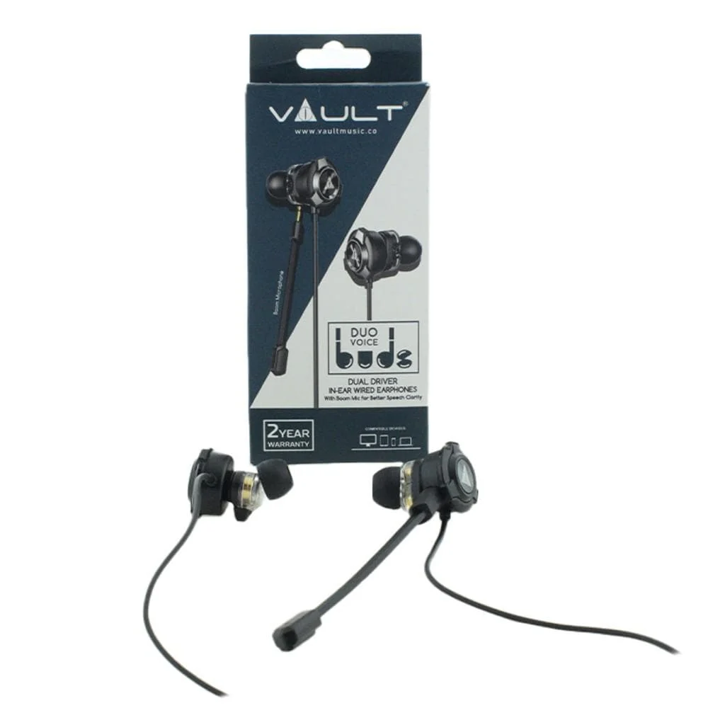 Vault Buds Duo Voice Dual Driver Earphones with Adjustable Boom & In-line Mic, Volume Control, Mute Switch & 3D Stereo Sound for iPhone, Android Phones, Tablets, PC, Laptop, PS4, PS5 & Xbox - Image 7
