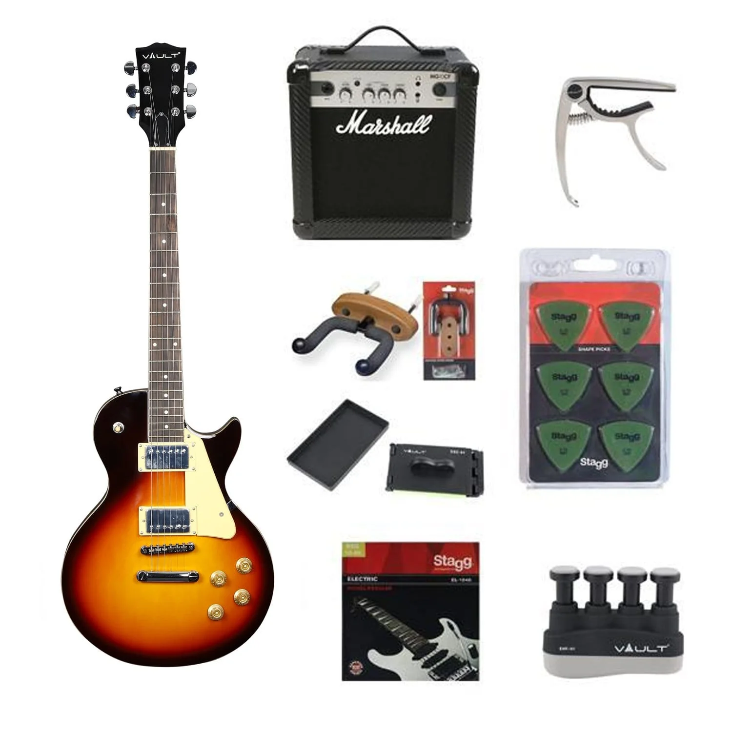 Vault LP1MN Les Paul Style Electric Guitar Deluxe Bundle - Image 3