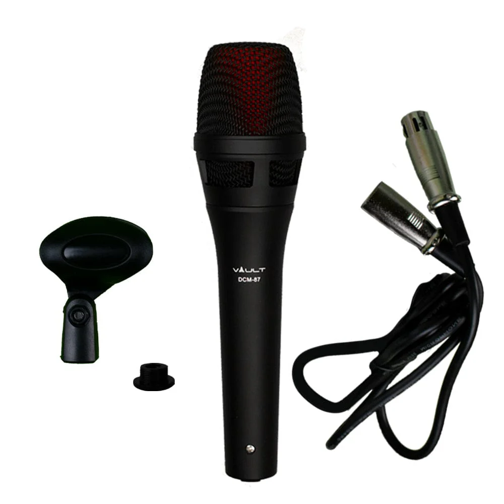 Vault DCM-87 Dynamic Cardioid Microphone with Mic Clip and XLR cable - Image 2