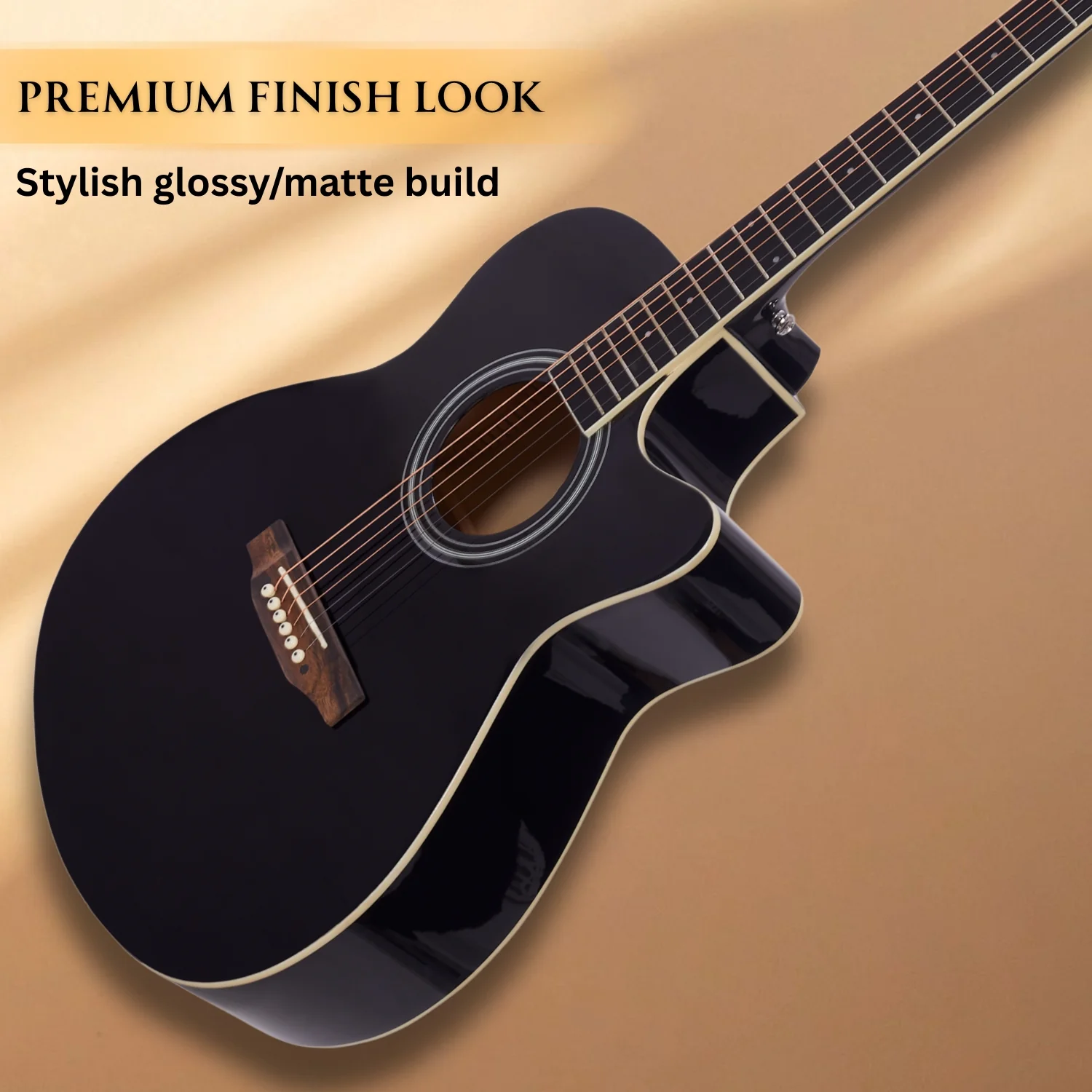 Vault EA20 Guitar Kit with Learn to Play Ebook, Bag, Strings, Straps, Picks, String winder & Polishing Cloth - 40 inch Cutaway Acoustic Guitar - Image 15