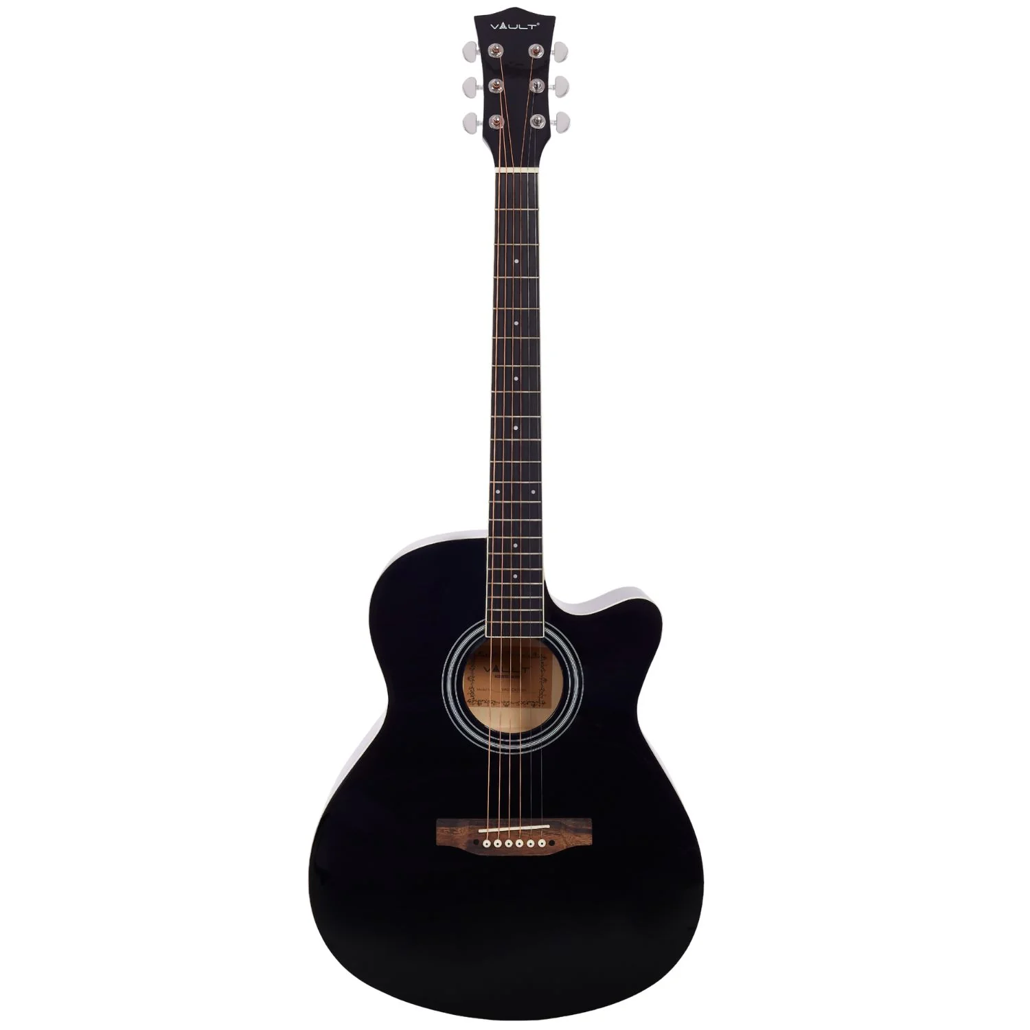 Vault EA20 Guitar Kit with Learn to Play Ebook, Bag, Strings, Straps, Picks, String winder & Polishing Cloth - 40 inch Cutaway Acoustic Guitar - Image 21