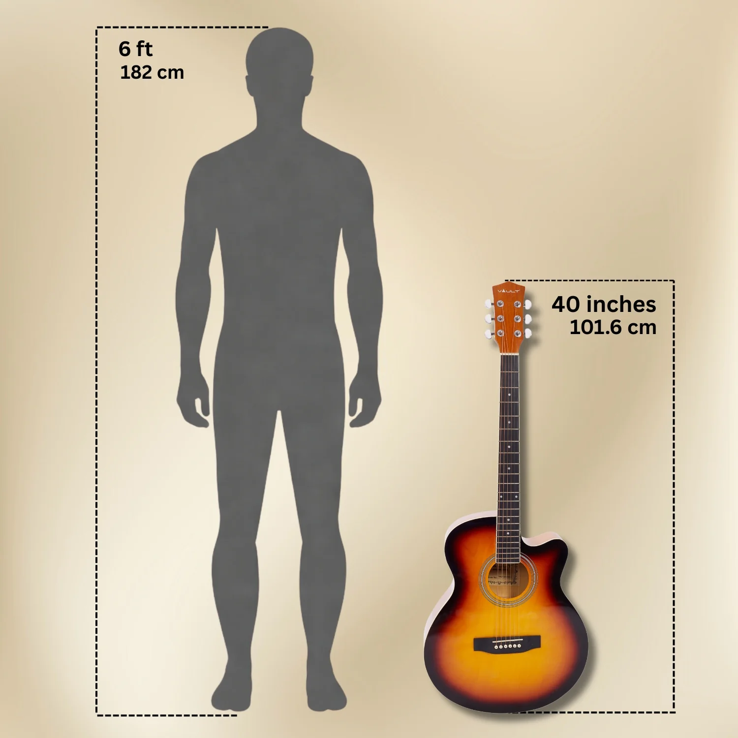 Vault EA20 Guitar Kit with Learn to Play Ebook, Bag, Strings, Straps, Picks, String winder & Polishing Cloth - 40 inch Cutaway Acoustic Guitar - Image 33